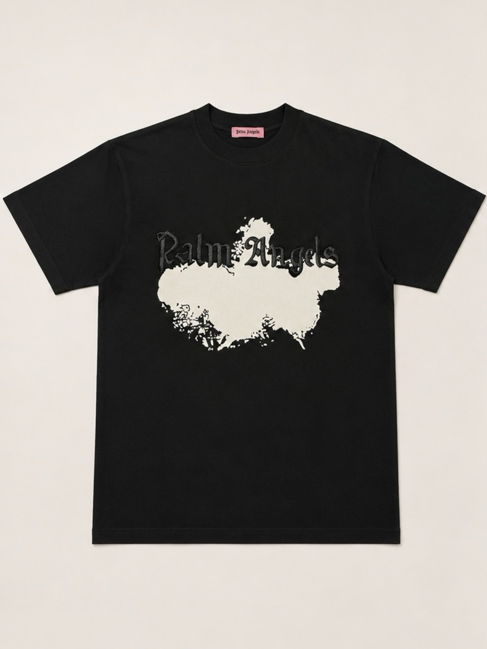 Palm Angels Black Tee with White Splash Logo